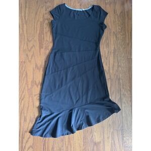 Athleta Crescendo Black Midi Dress Womens Medium Athleisure Travel Pocket